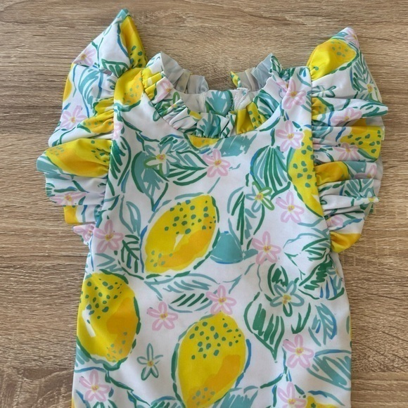 Cecil & Lou Lemon Print Ruffle One Piece Baby Girl Swimsuit 6 Months — image 2 of 6